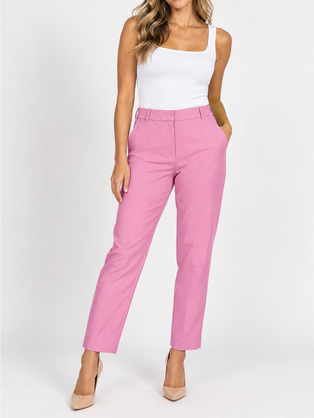 H&M Womens Bubblegum Pink Trouser Career Pants, Size 10
